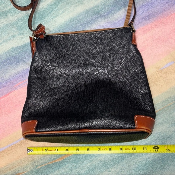 Dooney & Bourke Black Pebbled Leather Crossbody Bag Wide Black & Tan Purse - Picture 12 of 15